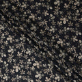 Jet Black Floral Print Viscose Twill Fabric