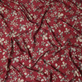 Maroon Red Floral Print Viscose Twill Fabric