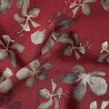 Maroon Red Floral Print Viscose Twill Fabric
