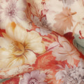 Rust Red Floral Print Viscose Twill Fabric