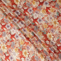 Rust Red Floral Print Viscose Twill Fabric