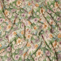 Moss Green Floral Print Viscose Twill Fabric