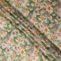Moss Green Floral Print Viscose Twill Fabric