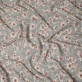 Slate Grey Floral Print Viscose Twill Fabric