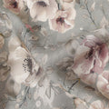 Slate Grey Floral Print Viscose Twill Fabric
