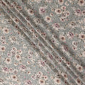 Slate Grey Floral Print Viscose Twill Fabric
