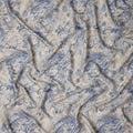 Powder Blue Leaf Print Viscose Twill Fabric