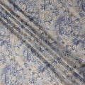 Powder Blue Leaf Print Viscose Twill Fabric