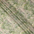 Sage Green Leaf Print Viscose Twill Fabric