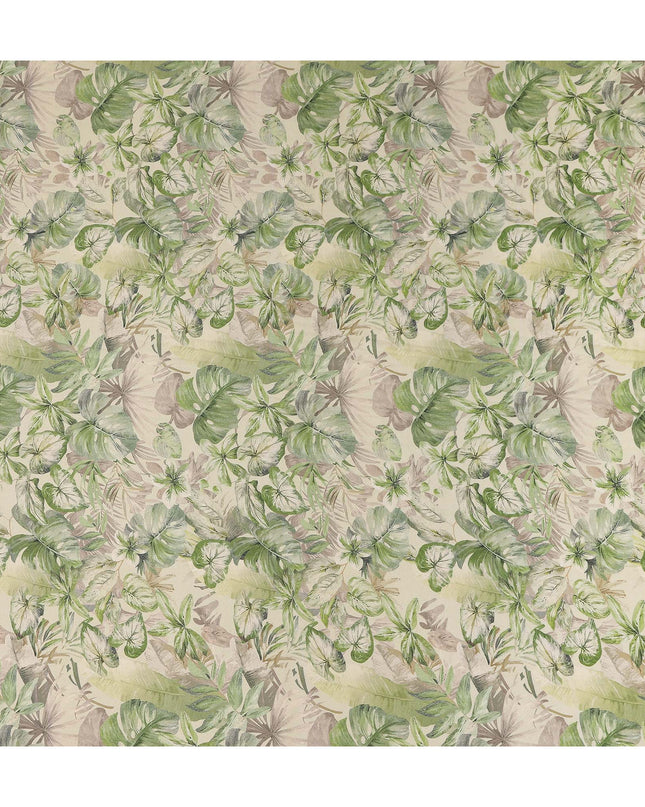Sage Green Leaf Print Viscose Twill Fabric