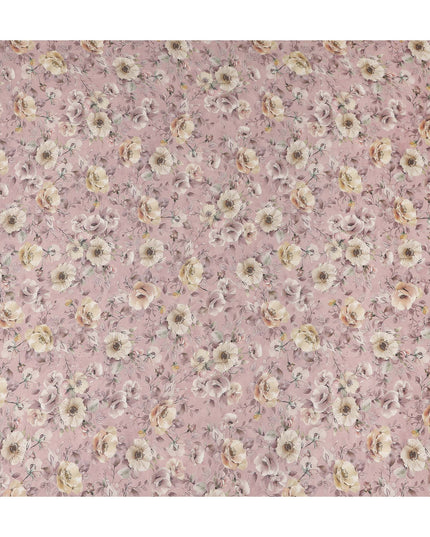 Blush Pink Floral Print Viscose Twill Fabric