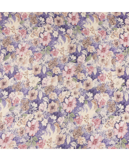 Lavender Purple Floral Print Viscose Twill Fabric