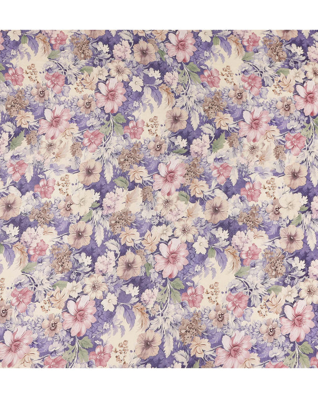 Lavender Purple Floral Print Viscose Twill Fabric