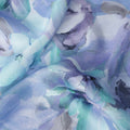 Blue Floral Satin Fabric 110cm
