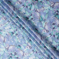 Blue Floral Satin Fabric 110cm