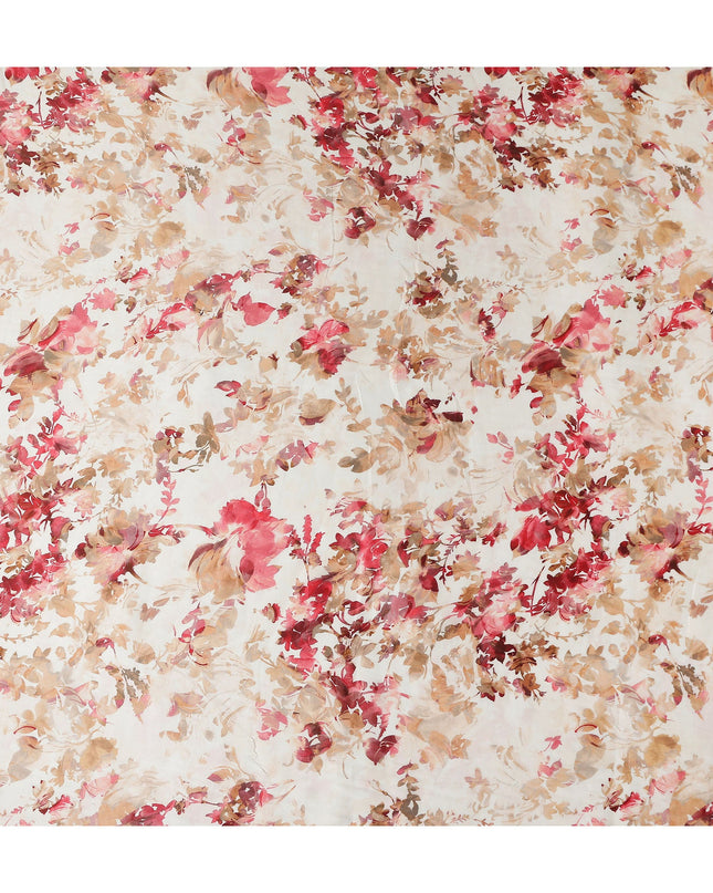 Beige Floral Satin Fabric 110cm