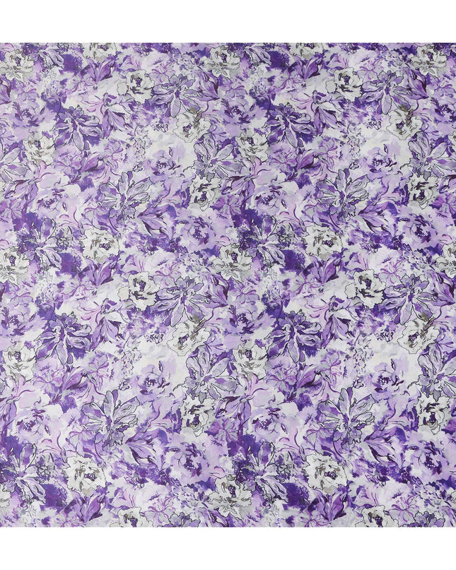 Purple Floral Satin Fabric 110cm