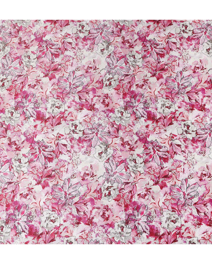 Pink Floral Satin Fabric 110cm