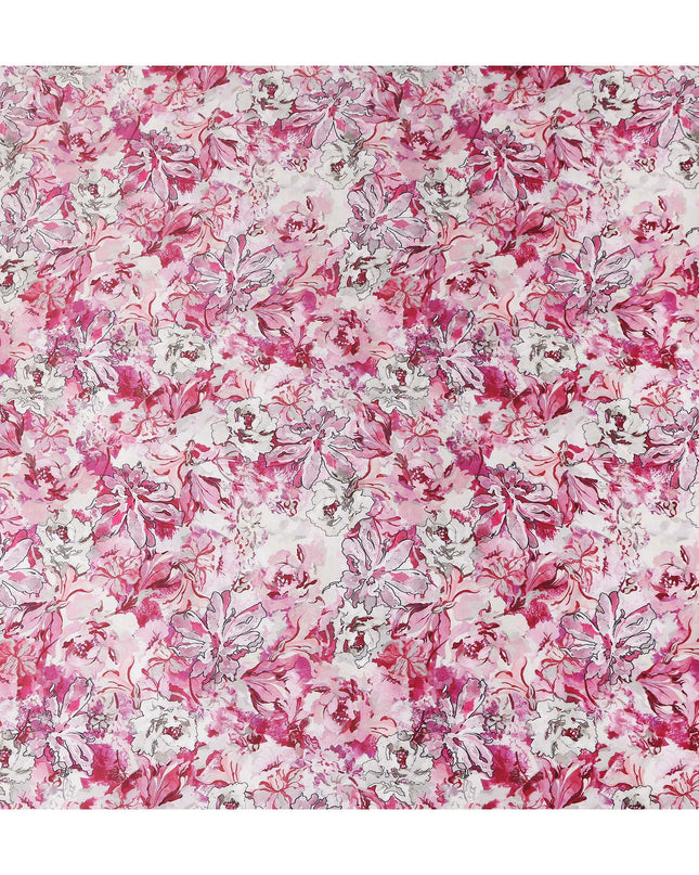 Pink Floral Satin Fabric 110cm