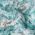 Green Floral Satin Fabric 110cm