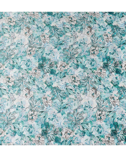 Green Floral Satin Fabric 110cm