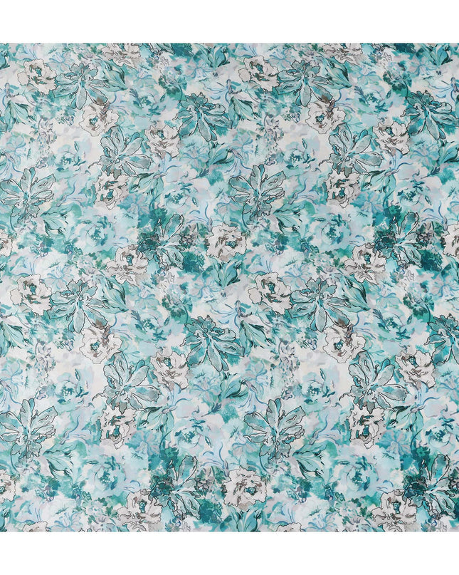 Green Floral Satin Fabric 110cm