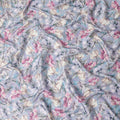 Purple Floral Satin Fabric 110cm