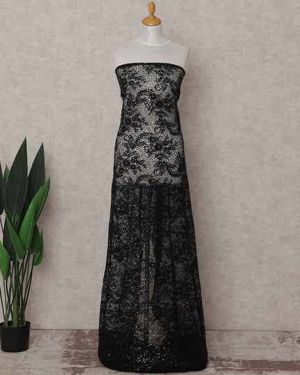 Jet Black Sequin Tulle Fabric 140cm | Regal Fabrics