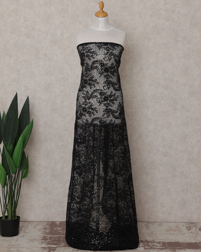 Jet Black Sequin Tulle Fabric 140cm | Regal Fabrics