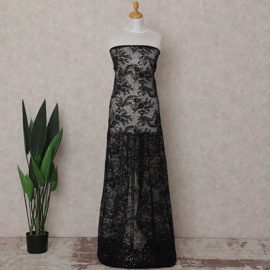 Jet Black Sequin Tulle Fabric 140cm | Regal Fabrics