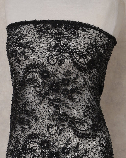 Jet Black Sequin Tulle Fabric 140cm | Regal Fabrics