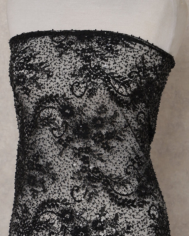 Jet Black Sequin Tulle Fabric 140cm | Regal Fabrics