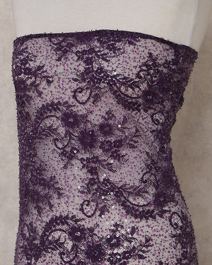Deep Plum Purple Sequin Tulle Fabric 140cm | Regal Fabrics