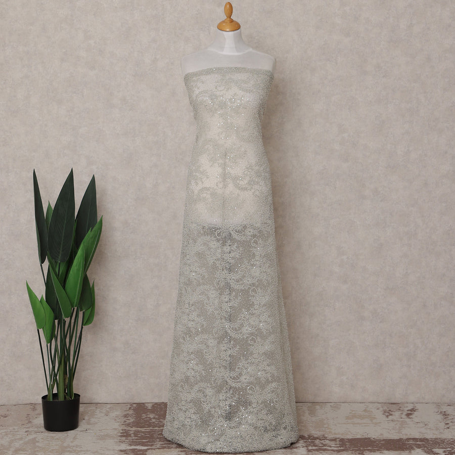 Silver Grey Sequin Tulle Fabric 140cm | Regal Fabrics