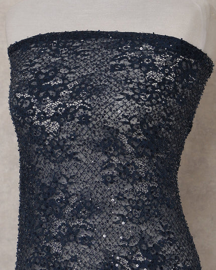 Midnight Navy Blue Sequin Tulle Fabric 140cm | Regal Fabrics