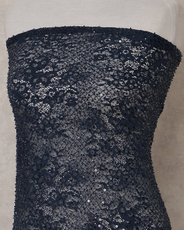 Midnight Navy Blue Sequin Tulle Fabric 140cm | Regal Fabrics