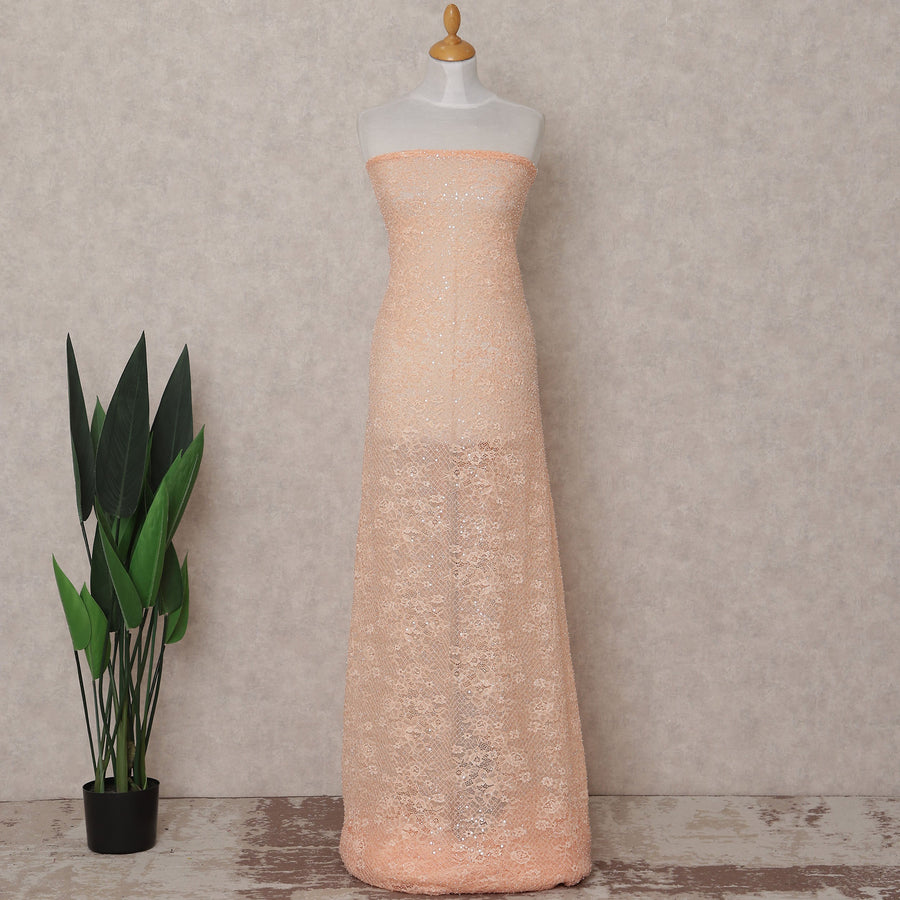 Apricot Peach Sequin Tulle Fabric 140cm | Regal Fabrics