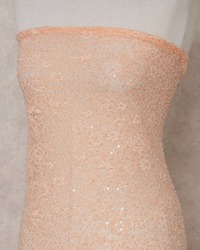 Apricot Peach Sequin Tulle Fabric 140cm | Regal Fabrics