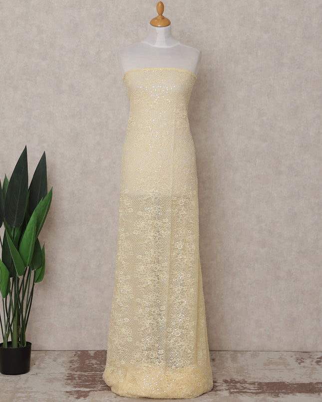 Butter Yellow Sequin Tulle Fabric 140cm | Regal Fabrics