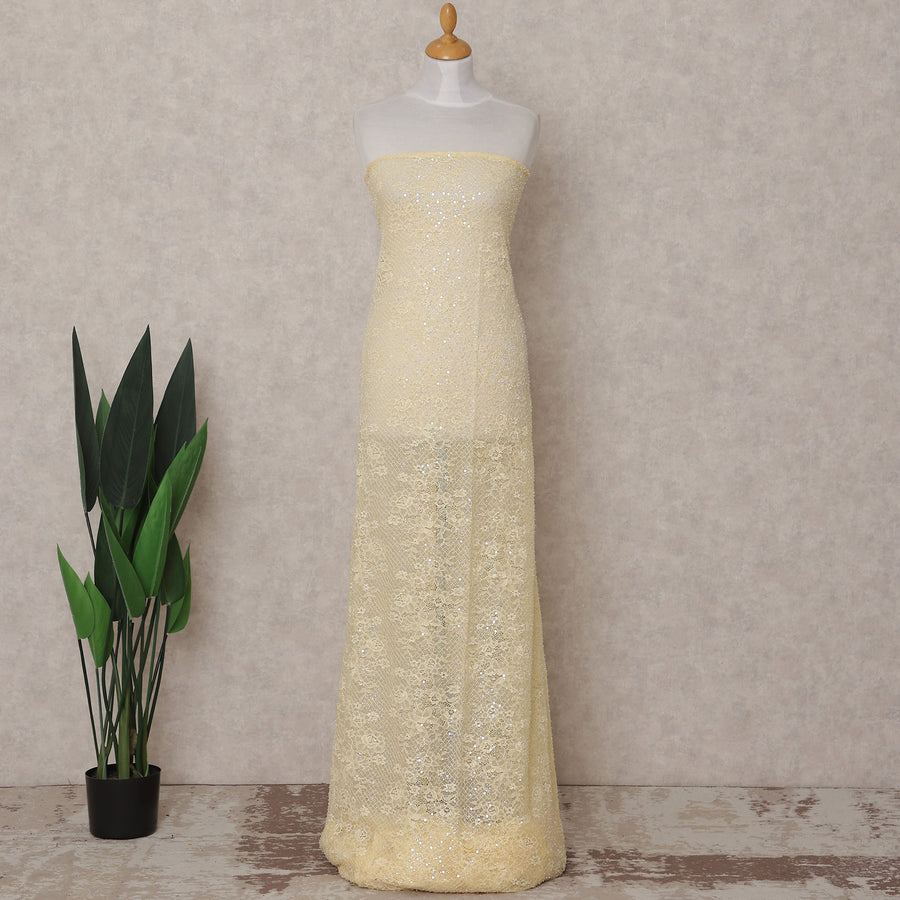 Butter Yellow Sequin Tulle Fabric 140cm | Regal Fabrics