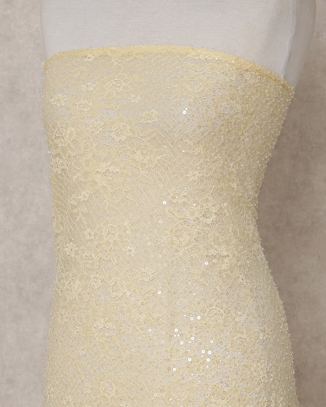 Butter Yellow Sequin Tulle Fabric 140cm | Regal Fabrics