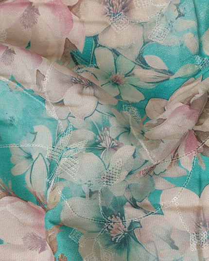 Turquoise Teal Viscose Crepe Fabric 110cm | Regal Fabrics