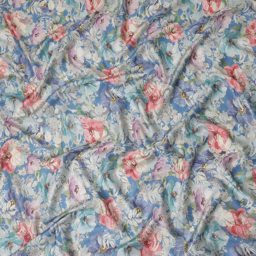 Sky Blue Cotton Satin Fabric 110cm | Regal Fabrics