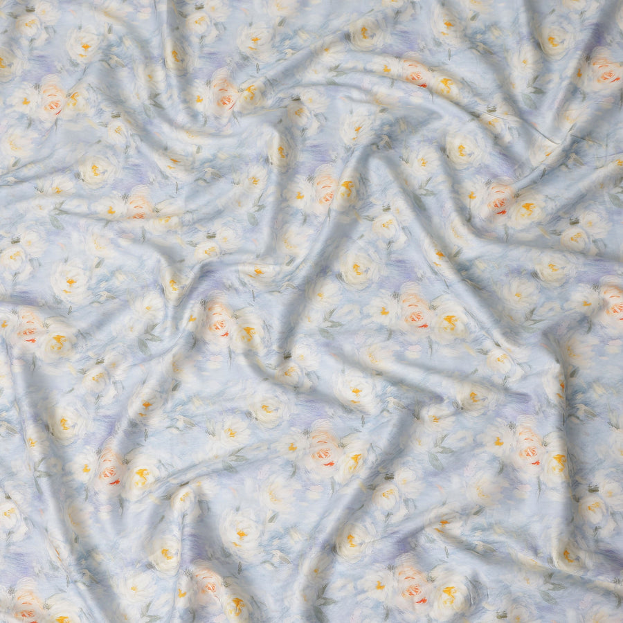 Powder Blue Cotton Satin Fabric 110cm