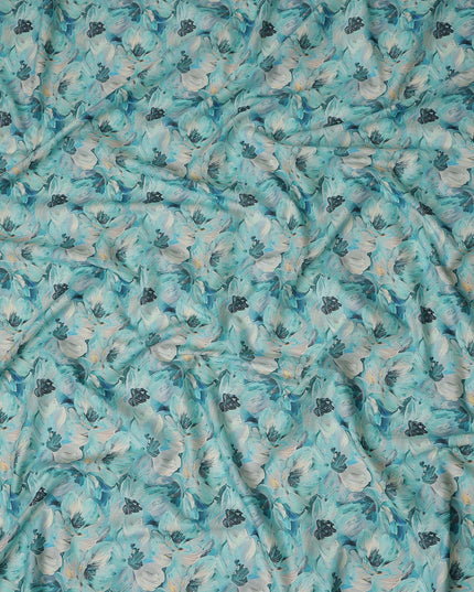 Turquoise Teal Cotton Satin Fabric 110cm