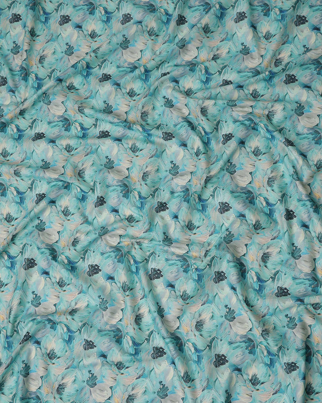 Turquoise Teal Cotton Satin Fabric 110cm