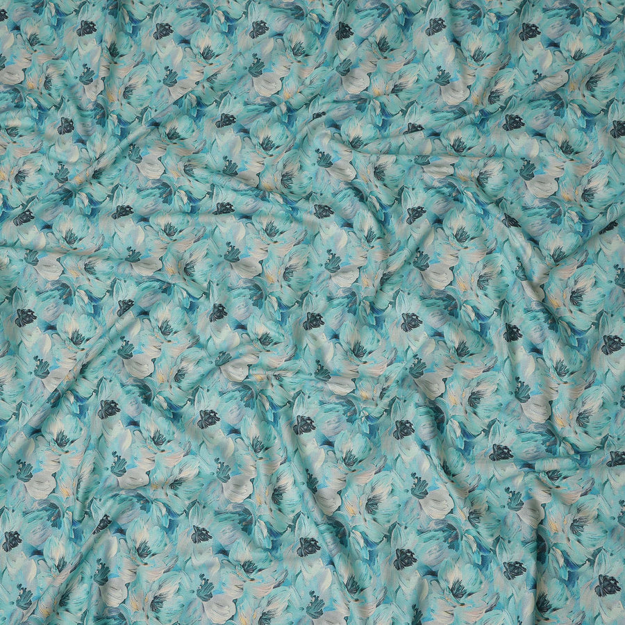 Turquoise Teal Cotton Satin Fabric 110cm