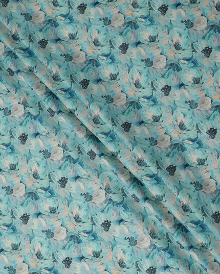 Turquoise Teal Cotton Satin Fabric 110cm