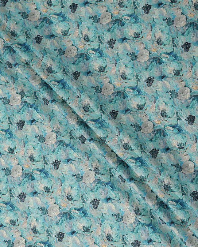 Turquoise Teal Cotton Satin Fabric 110cm