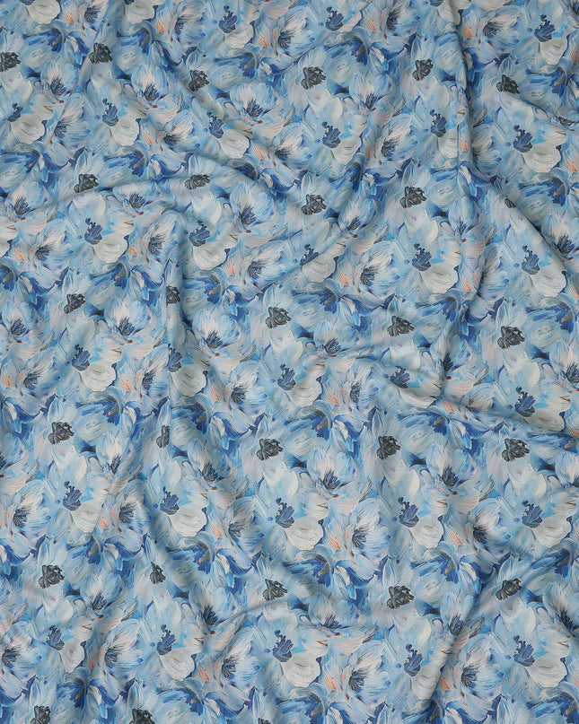 Sky Blue Cotton Satin Fabric 110cm